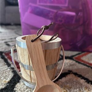 American Girl Wooden Toy Bucket and Scoop with Purple Background